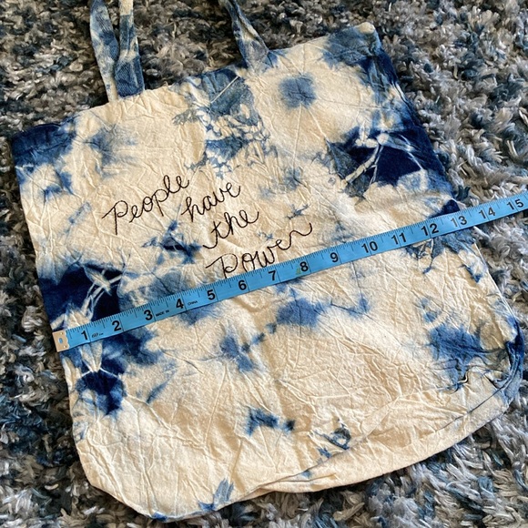 Patti Smith People Have The Power Shibori Dye Tote Bag - hand dyed & stitched - Picture 6 of 7